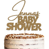 Personalised Baby Shower Glitter Cake Topper by KreateSquare Custom Colour Any Name Premium 950 GSM Glitter Finish